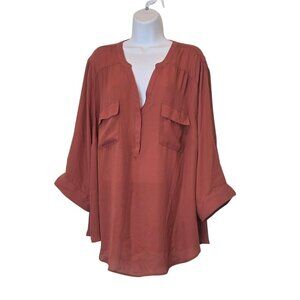Torrid Semi Sheer Roll Up Sleeves Camp Shirt Tunic Sz 3